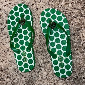 Green Polka Dot MK flip flops/sandals